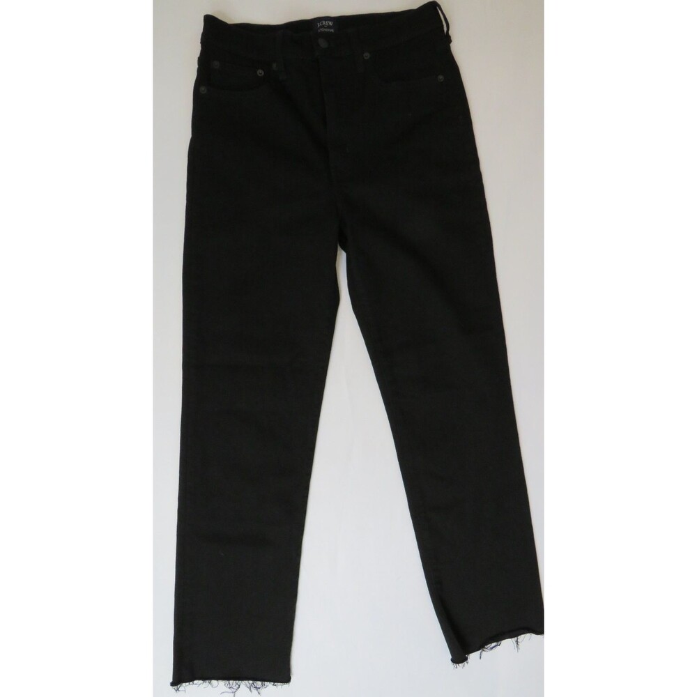 J.Crew Jeans Womens 27 Black Stovepipe Straight Leg Raw Hem Stretch Denim 17085